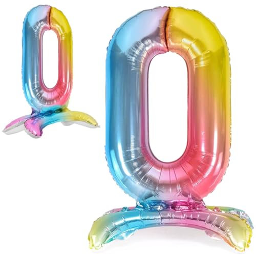 Ballon 10 20 30 40 50 60 70 80 90 Numero 0 Pastel Multicolore, Ballon Metallique Multicolor Debout XXL Geant 82cm Decoration Anniversaire. Air.