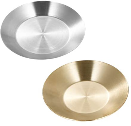 2 platos de condimento bandeja de cubiertos platos de fondue bandejas de postre plato de degustación de metal tazas de salsa pequeñas tazas de salsa platos de acero inoxidable platos de aperitivo