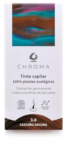Tintes Chroma BIO Castaño Oscuro 3.0 – 100g – Tinte Natural en Polvo sin Amoníaco – Color Profundo y Brillante – Cobertura Total de Canas – Vegano y Botánico – Cabello Fuerte y Suave