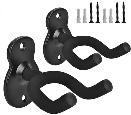 Ziranee Guitar Wall Mount Hanger,2 PCS Guitar Rack Guitar Wall Mount Display Bracket Hooks with Screws Guitar Holder Stand for Bass Electric Acoustic Guitar Ukulele