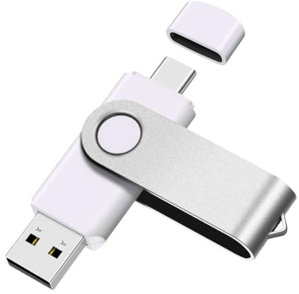 Yaxiny USB C Flash Drive 8GB, 1 Stück, OTG USB C Pen Drive, USB 2.0 und USB C Flash Drive, Typ C Speicherstick für USB A+USB C Android Smartphone Metall Weiß