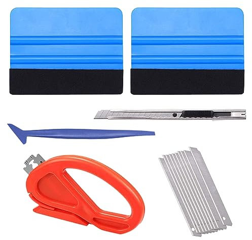 Espátula para Vinilo, RAROUYI 15 Piezas Kit Espatula Vinilo Adhesivo Poner Herramientas Viene con 10 Cuchillas, Adecuado para Películas para Ventanas, Papel Tapiz y Estuco (B)