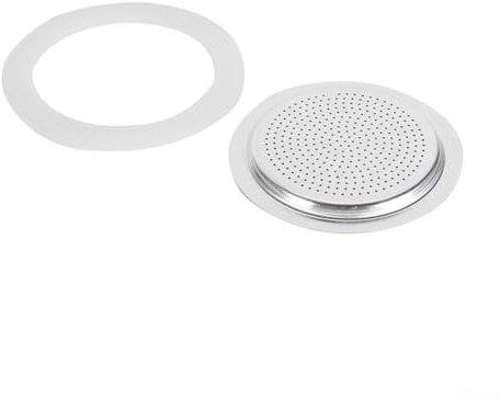 Guarnizione di ricambio flessibile in gomma siliconica, guarnizione di ricambio e installazione facili per pentole da caffè espresso e moka (6 tazze + setaccio)