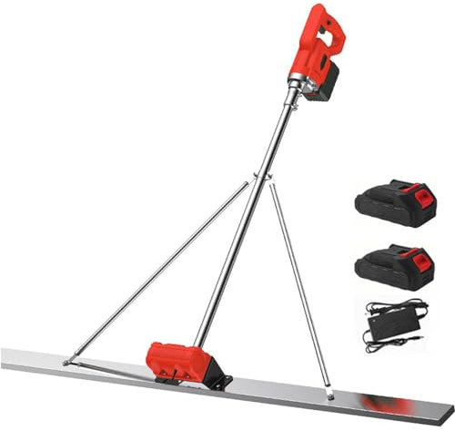 XCSCUK Chape en béton, Outil de chape en ciment Commercial électrique pour allées, coulage de Dalles (2Xbattery 1.5M)