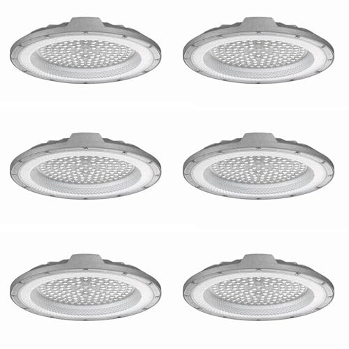 Jandei - Pack x6 Campana LED UFO DOB 50W, Blanco Frío 6000K, Alta Potencia con 110 lm/vatio PF 0,95 6KV, Foco de Exterior IP65, Perfecto para Entorno Industrial, Naves, Garajes, Negocios
