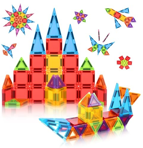 W WISE BLOCK Costruzioni Magnetiche Bambini, Mini piastrelle magnetiche itineranti, Giocattoli magnetici per bambini, Giocattoli per 3 4 5 6 7 8 anni ragazzo ragazza 32 pezzi