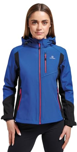 ATHL DPT. Moderna chaqueta softshell para mujer, repelente al agua y transpirable, chaqueta funcional con capucha, XL