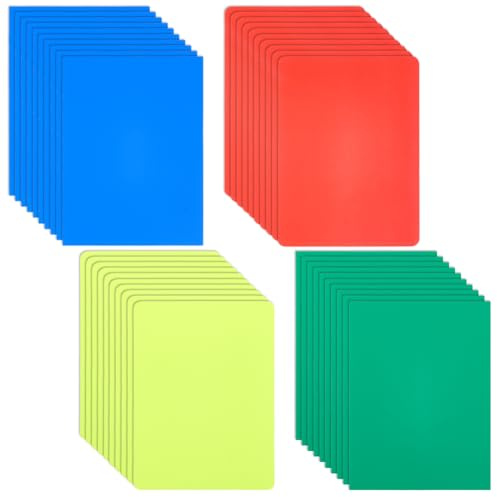 OLYCRAFT 40Pcs 4 Colors PVC Referee Penalty Cards 4.3x3.1 Inch Referee Card Sets Soccer Referee Blue Red Green and Yellow with Tag Chains for Sports Competition Game Football Penalty Card