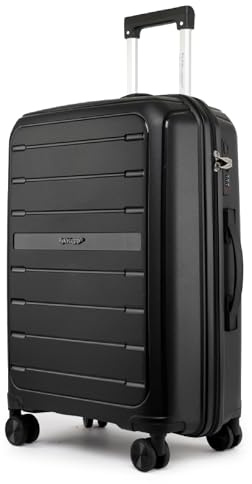 Fly Kite Luggage 28 Inch Large Suitcase 100% Polypropylene Hard Shell with Aluminium Trolley Handle, Real TSA Secure Lock 3 Digit 360° Smooth Wheels Lightweight Suitcase|Black
