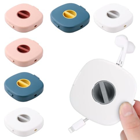 Lot de 6 rangements de câbles, Support de Cordon de Chargeur Extensible Vide Organisateur, Cordon de Téléphone Compact Gestion de Câbles Rétractable Polyvalente, pour câbles USB, câbles de Chargement