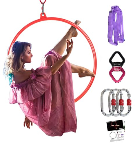 PRIOR FITNESS Premium Aerial Hoop Set-Hochwertig lackierter Aerial Lyra Hoop - Vollständig auf Stärke getesteter 200KG/500LBS Einzelpunkt-Aerial Dance Circus Ring für Yoga, Akrobatik und Gymnastik