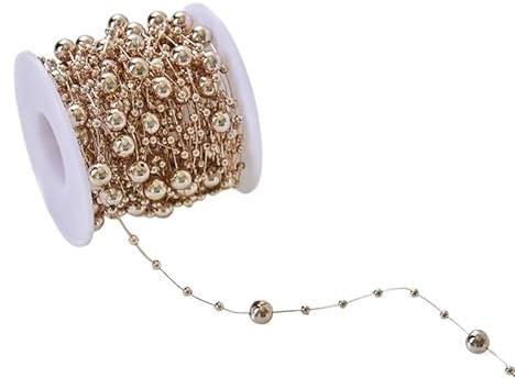 10 Meters Champagne Gold Pearl Beads Chain Garland Pearl String Beads Chain for Wedding Doration