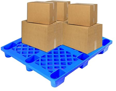 Pallet di contenimento in plastica per fuoriuscite - 5 Pezzi, vaschetta per secchi di Vernice Industriale, Ingresso per Carrello elevatore a 4 Vie, griglia per Esterni - Blu, Dimensioni 80x8