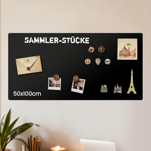Qiytecno Magnetic Board 50 x 100 cm Matte Black Gallery Shape: Premium Large Magnetic Board, Heavy Duty Memo Board, Scratch-Resistant for Collectors and Hobbyists