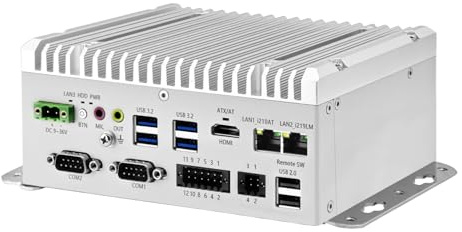 Glovary Fanless Mini PC i5 8265U (4C8T, up to 3.9GHz), 2 x LAN (i210+i219-LM) Linux Industrial Computer Din Rail, Barebone, 2 x RS232 COM, 8 Pin GPIO, 4USB3.2, 9-36V Auto Power on