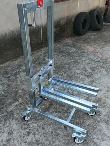 Strumento Di Sollevamento, Carrello Elevatore Ad Argano Portatile,Con Cavo Acciaio 60 kg Carico Massimo 60 kg Altezza 17-85 cm Ruote Universali Ideale Magazzino E Cantieri