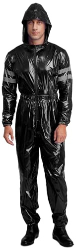Miutii Unisex arbetsoverall herr skyddsoverall vattentät overall huva helkroppsdräkt arbetsoverall industri hantverkare arbetskläder, svart, S