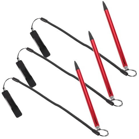 BESPORTBLE Penna Stilo Touchscreen Rossa Set da 3 Pezzi con Cordino a Molla Penna da Disegno e Scrittura per Smartphone e Tablet Compatibili Input Alta Precisione senza Alimentazione per