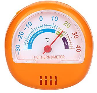 Rengue Termometro per Congelatore per Frigorifero, Plastica ABS, Diametro 6,5 Cm, Misurazione Accurata della Temperatura da -30 a 40 ℃, per Cucine Domestiche e Conservazione degli Alimenti (YELLOW)