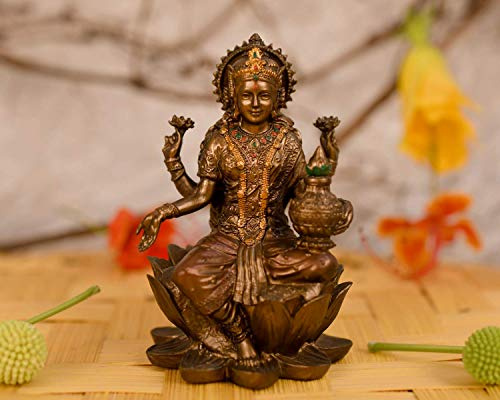 Collectible India Statua della dea Indiana Lakshmi Idol indù della dea Laxmi, Decorazione per casa e Ufficio (Dimensioni 8 cm x 5 cm)