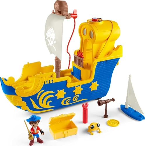 Fisher-Price Santiago of the Seas piratskeppslampor och ljud El Bravo lekset med Santiago-figur för åldrarna 3+ år
