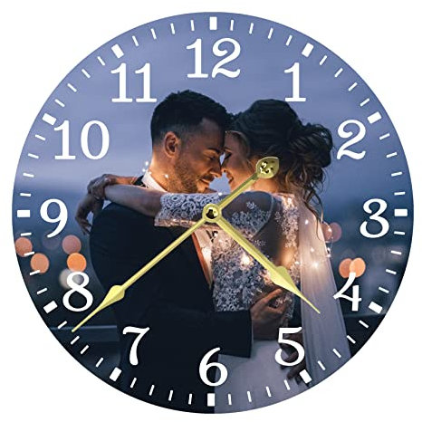 Custom Wall Clock,Photo Wall Clocks for Living Room Decor with Photo,Kids Silent Wall Clock,Personalized Photo Wall Hanging Time Clock for Birthday Wedding Valentine'S Day Christmas Photo Gift