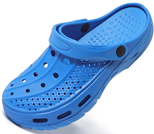 ChayChax Men's and Women's Arch Support Clogs Garden Shoes Slip-on Outdoor Beach Slippers with Removable Cushion Footbed, Sapphire, 8-9 Women/6.5-7.5 Men