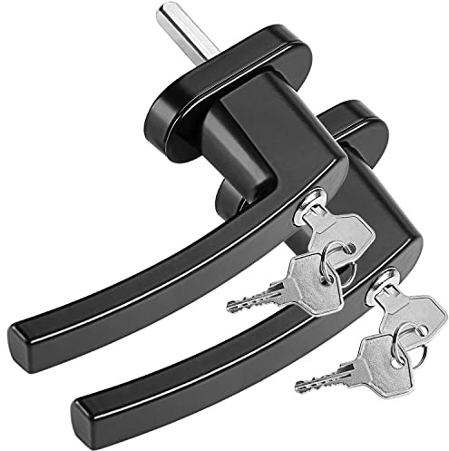 MONZANA® 2x Lockable Window Handles with Child Safety Push Button | 35mm Pin Length 7x7mm Square | Replacement UPVC Frame Handle | Security Lock Key | Stainless Steel | Black