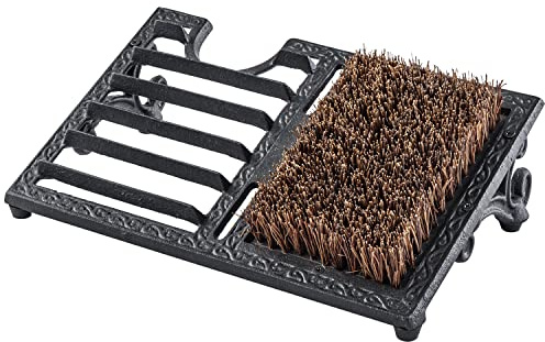MyGift Boot Scrapers with Brushes Outdoor, Heavy Duty Cast Iron Shoe Cleaner Mat, Vintage Rustic Black Angled Boot Dirt Cleaner Brush, Perfect for Porch, Garage, and Farm