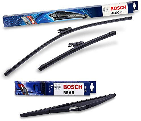 Bosch Scheibenwischer Heckwischer Vorne + Hinten, Aerofit AF299 + H840, Wischer Scheibenwischerblätter Set für Frontscheibe und Heckscheibe
