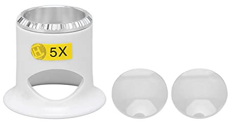 Juwelier Augenlupe, 3X 5X 10X Uhrmacherlupe Uhrmacher Lupenbrille Monokular Lupen Uhr Reparatur ABS Glas Lupe Juwelierlupe Set Professionelle Hobby Schmuck Münzen Elektriker Nähen Handwerk Weiß