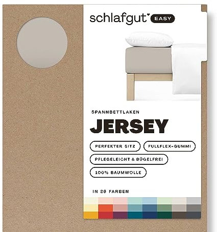 Schlafgut Easy Jersey Spannbettlaken 120x200 bis 130x200 Sand Mid, Spannbetttuch aus 100% Baumwolle