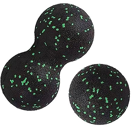 Faszienball Set (Einzelball + Peanut-Lacrosse-Ball), Erdnuss Massageball, Fascia Ball Set für die Wirbelsäule, Füße, Nacken und Rückenentlastung, Tiefengewebsmassage, Triggerpunkt Freisetzung (Grün)