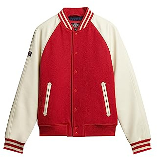 Superdry College Varsity Bomber Giacca da uomo, Rosso (Varsity Red), M