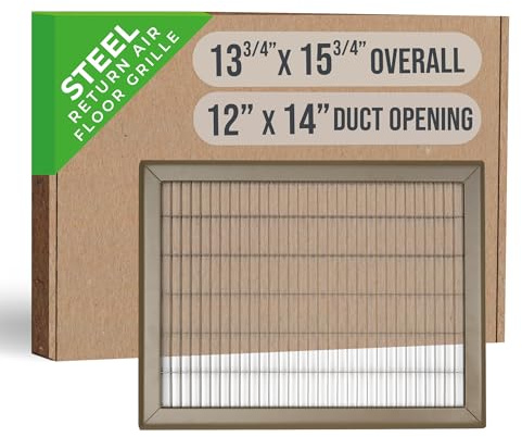 Fits 12x14 and 14x12 Duct Opening | Return Air Floor Grille by Handua | Walkable Vent Cover Grill for Floor | Brown | Heavy Duty Fixed Blades | Outer Dimensions: 13.75W X 15.75H