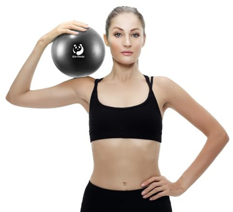 Slim Panda Pelota de Pilates 23cm, Antiexplosión Antideslizante PVC Pelota de Gimnasia, Soft Balones de Yoga para Terapia Geriátrica, Fitness, Entrenamiento del Equilibrio (Negro)