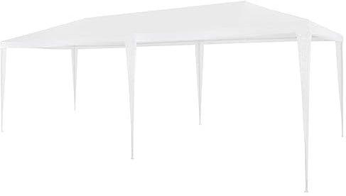 Homgoday Partytält trädgårdspaviljong festtält trädgårdstält festtält paviljong öltält UV-skydd vattentätt för trädgård fest utomhus 3 x 6 m PE vit