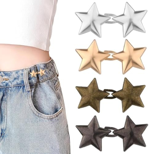 4 Set Regolabili Bottoni Senza Cucire Stella Bottoni No Sewetal Pantaloni Vita Straffy Stretto Rendere Riutilizzabile Pentagramma Pulsante Per Pantaloni e Vestito