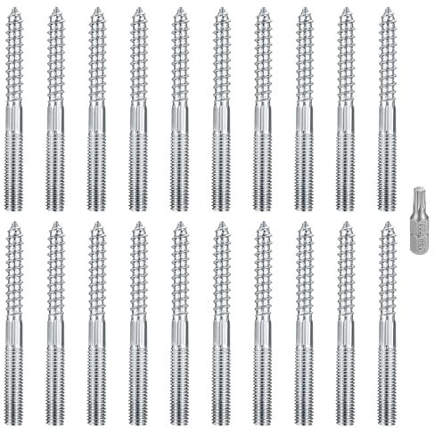 20 STK M8 Torx Stockschrauben, Doppelgewindeschrauben, Holzschrauben, Doppelseitige Dübelschrauben, Metrischer Kopflose Verschluss Wandmontage, mit Torx Bit - M8 x 80 mm (M8x80mm)