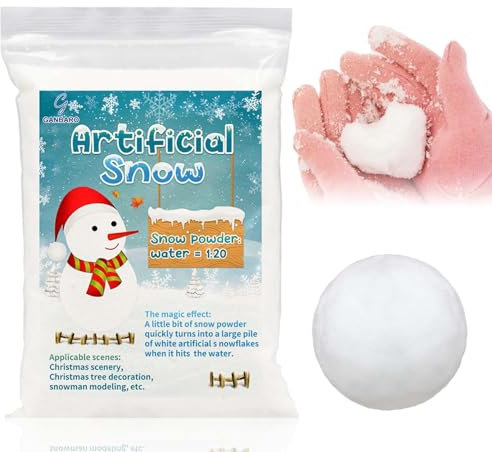 Miioto Kunstschnee Deko, 200g Schnee Deko Weihnachten, Dekoschnee zum Basteln, Weihnachtsdeko Schnee, Sehr Fein Wie Echter Pulverschnee,Schnee Deko Weihnachten Winterdekoration