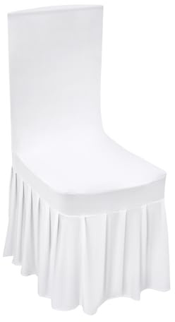 Qussse 20 stycken vita stolskydd, stretch stolskydd, bankett stolsöverdrag, kjol, stretch, vita stolsöverdrag, universellt stolsöverdrag för bröllop och fest, dekoration