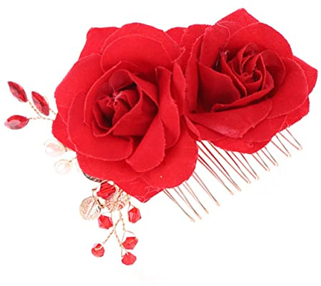 Healeved Elegant Bridal Rose Hair Comb Delicate Headpiece for Weddings Dinners Dances Beautiful Artificial Flower Headdress Decor for Women Girls Unique Noble Design