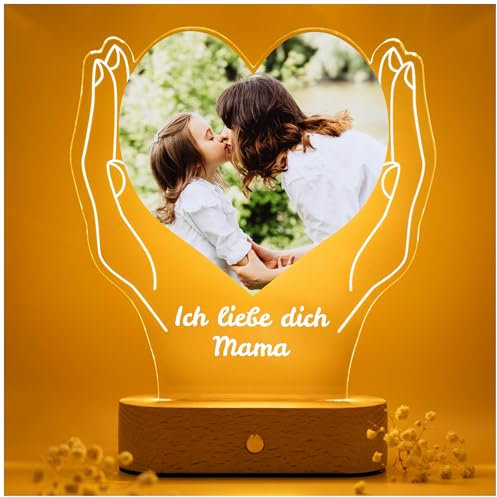 Geschenkfreude personalisiertes Acrylglas Bild mit Foto Nachtlicht - Fotogeschenke mit eigenem Foto - Geschenke für Mutter Deko - personalisierte Geschenke Mama - Geschenkidee Mama Geburtstag
