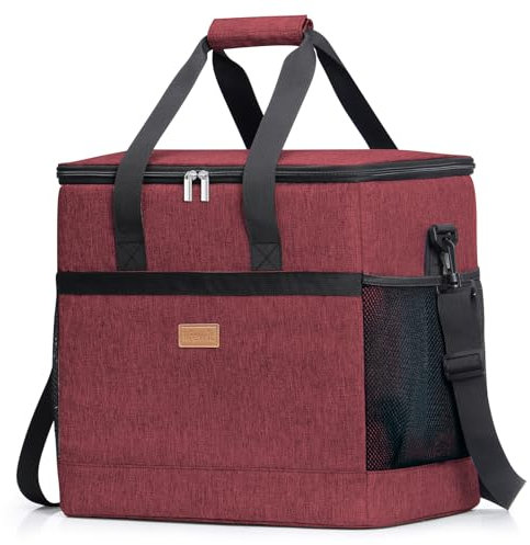 Lifewit Cooler Bag 60 Cans Collapsible and Insulated Large Lunch Bag Leakproof Soft Cooler Portable for Camping/BBQ/Family Outdoor Activities, Wine Red