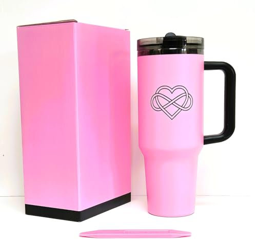 ThreeRs Flip Straw Lid Vacuum Insulated Stainless Steel Travel Mug, 40oz Tumbler with Handle Straw, 1.13L, Leakproof, Keeps Drinks Cold for 24 Hr