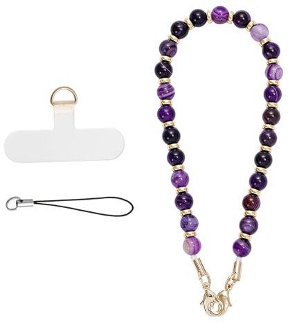 MORSUNBELA Bracelet Telephone Chaîne de Téléphone Portable, Bijoux de Telephone Lanière de Téléphone Perlée Chaine Telephone Portable, Chaîne de Téléphone Portable Perles (Violet 50)