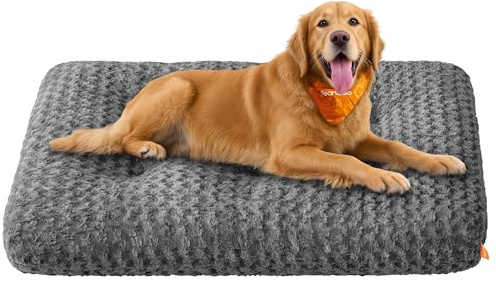Feandrea Cuccia per Cani, Letto Cuscino per Cani di Grossa Taglia, XXL, Morbido Tappetino di Peluche, 122 x 74 cm, Imbottitura Soffice, Lavabile, Antiscivolo, Grigio Ardesia PGW294GN01