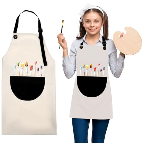 Lnngub Kid Art Apron,Kids Painting Apron with Pocket Art Smock for Children Adjustable Waterproof Kids Aprons for Painting Cooking Crafting Arts Gardening