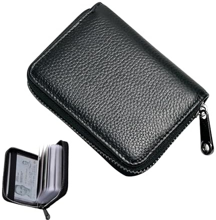 Noenaeni RFID 20 Card Slots Credit Card Holder for Men and Women, PU Faux Leather Debit Card Wallet, Unisex Card Case Purse with Plastic Sleeves, Small Wallet for ID, Bank, Business(Black)