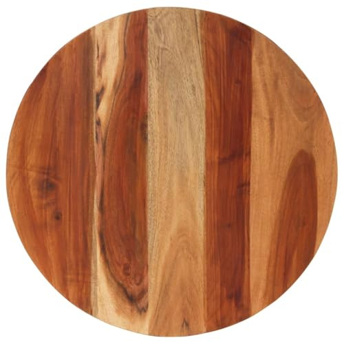SKTQYQO Plateau de table en bois massif d'acacia rond 60 cm épaisseur 15-16 mm avec supports, haut de table remplacement pour restaurant bar maison, finition ambre naturel durable